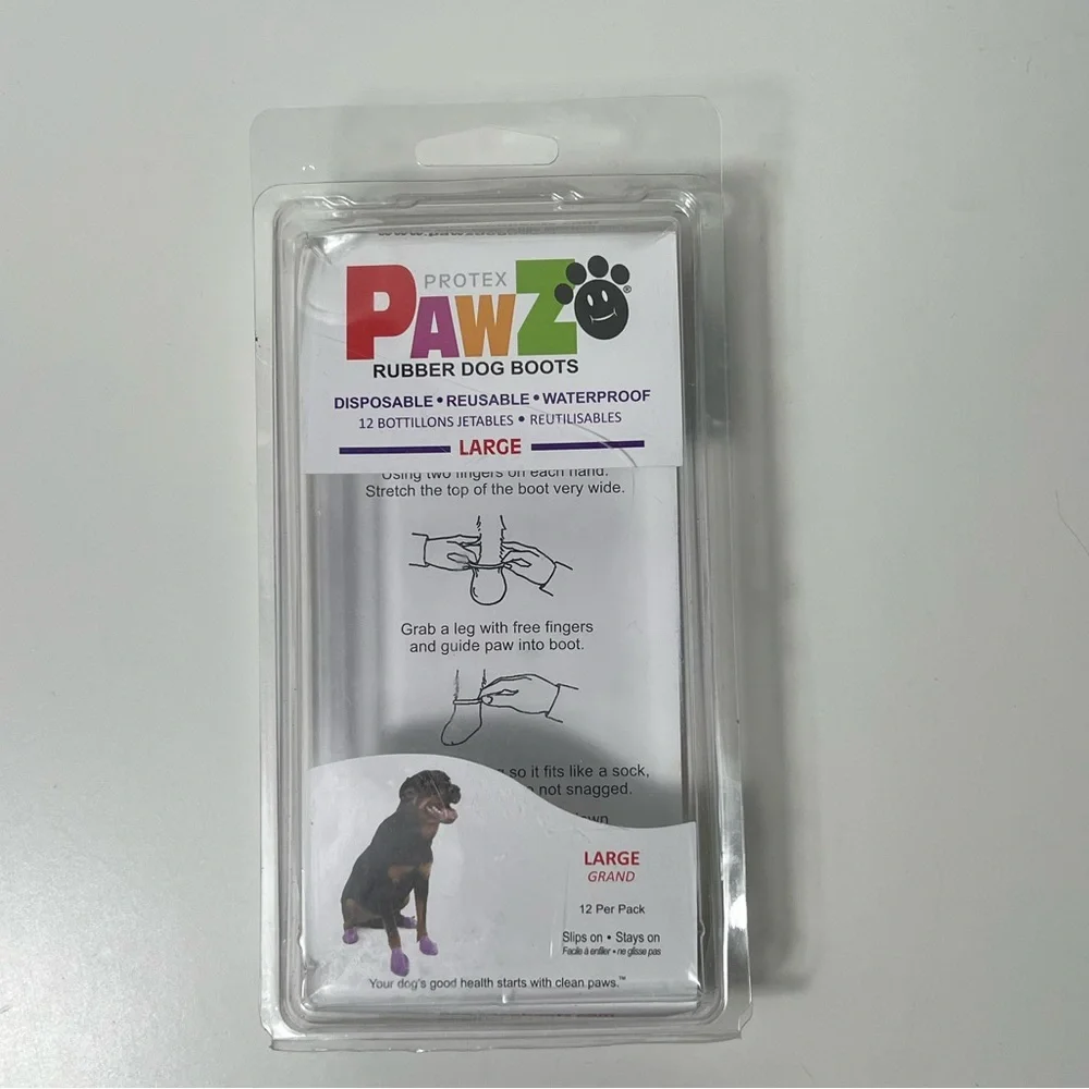 Pawz Natural Rubber Waterproof Reusable Protection Large Dog Boots Booties Shoes